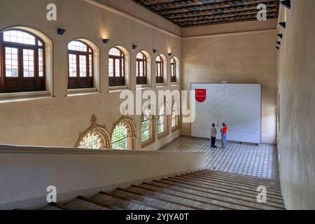 Sulle scale del Palazzo Aljaferia. Saragozza, Spagna Foto Stock