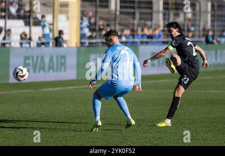 Monaco, Germania. 16 novembre 2024. Chef-allenatore Argirios Giannikis (TSV 1860 Muenchen) gegen Markus Schwabl (SpVgg Unterhaching, #23). GER, TSV 1860 Muenchen gegen SpVgg Unterhaching, Fussball, Bayerischer Totopokal, Viertelfinale, Saison 2024/2025, 16.11.2024. foto: Eibner-Pressefoto/Heike Feiner credito: dpa/Alamy Live News Foto Stock