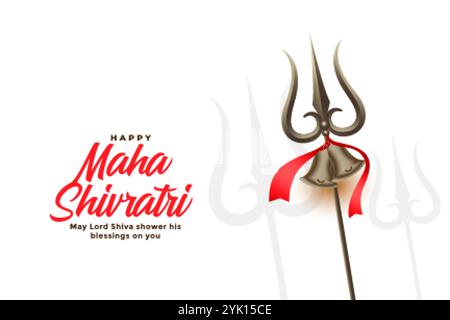 felice maha shivratri festa saluto con trishul Illustrazione Vettoriale