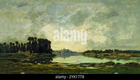 Titolo: Conflans artista: Charles-Francois Daubigny anno: 1874 Medio: Olio su tavola dimensioni: 35 x 64,7 cm ubicazione: Museo Nacional Thyssen-Bornemisza, Madrid (Collezione Carmen Thyssen) Foto Stock