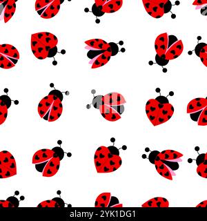 colorato motivo senza cuciture con coccinelle, disegnato a mano. vettore Illustrazione Vettoriale