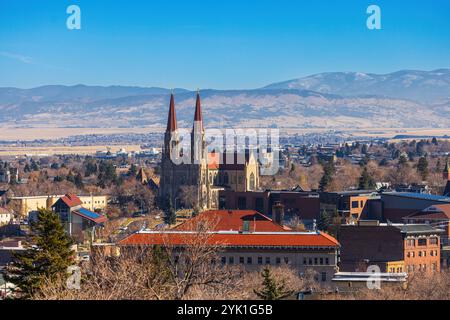 Panorama della città di Helena, MT con cattedrale di Sant'Elena Foto Stock