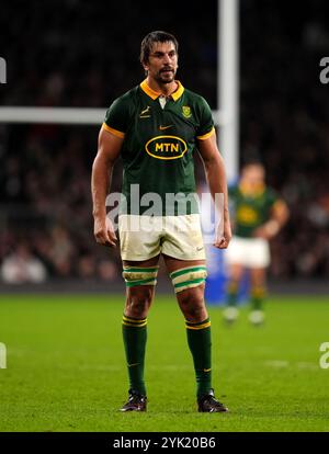 Londra, Inghilterra. 16 novembre 2024. Eben Etzebeth sudafricano durante la partita delle Autumn Nations Series 2024 tra Inghilterra e Sudafrica all'Allianz Stadium di Twickenham. Crediti: Ben Whitley/Alamy Live News Foto Stock