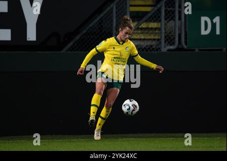 Sittard, Paesi Bassi. 16 novembre 2024. Sittard, Paesi Bassi, 16 novembre 2024: Femke Pietersma (17 fortuna Sittard Vrouwen) durante la partita Azerion Vrouwen Eredivisie tra fortuna Sittard Vrouwen e Feyenoord Vrouwen al fortuna Sittard Stadion di Sittard, Paesi Bassi (Martin Pitsch/SPP) credito: SPP Sport Press Photo. /Alamy Live News Foto Stock