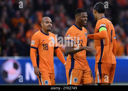 Amsterdam, Germania. 16 novembre 2024. Fussball UEFA Nations League Niederlande - Ungarn am 16.11.2024 in der Johan Cruijff Arena ad Amsterdam Torjubel zum 3:0 durch Denzel Dumfries ( Niederlande ) foto: Revierfoto crediti: ddp media GmbH/Alamy Live News Foto Stock