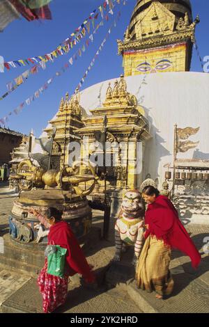 Swayambhunath Stupa. Valle di Kathmandu, Nepal Foto Stock