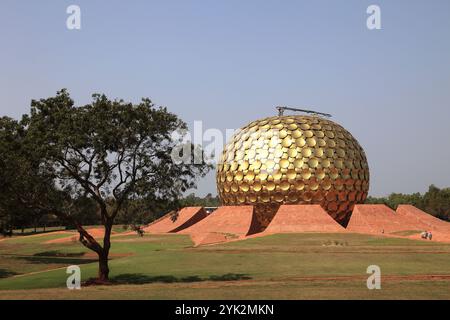 India, Puducherry, Pondicherry, Auroville, Matri Mandir Foto Stock