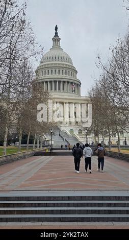 WASHINGTON DC-FEB 10, 2024: Il Campidoglio degli Stati Uniti, spesso chiamato Campidoglio o Campidoglio, è la sede del Congresso degli Stati Uniti. Foto Stock