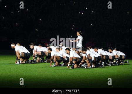 17 novembre 2024, Saint Denis, Seine Saint Denis, Francia: Haka della nuova zelanda durante l'Autumn Nations Series 2024 tra Francia e nuova zelanda allo Stade de France - St Denis - Francia. La Francia ha vinto 30: 29 (Credit Image: © Pierre Stevenin/ZUMA Press Wire) SOLO PER USO EDITORIALE! Non per USO commerciale! Foto Stock