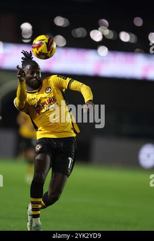 Newport, Regno Unito. 16 novembre 2024. Cameron Antwi della contea di Newport in azione. Partita di football della EFL League Two, Newport County contro Grimsby Town alla Rodney Parade a Newport, Galles, sabato 16 novembre 2024. Questa immagine può essere utilizzata solo per scopi editoriali. Solo per uso editoriale, foto di Andrew Orchard/Alamy Live news Foto Stock