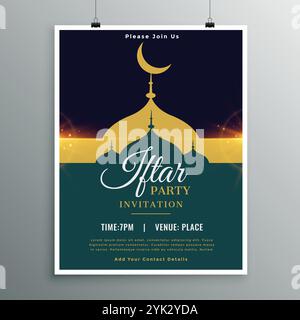 Il ramadan kareem iftar parte modello di invito Illustrazione Vettoriale