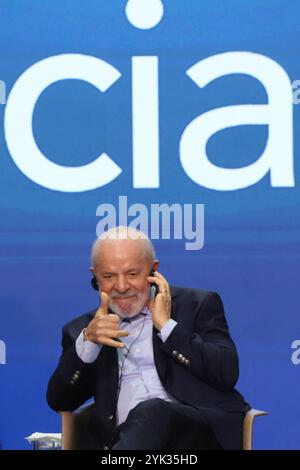 Rio De Janeiro, Brasile. 16 novembre 2024. Luiz Inácio Lula da Silva, Presidente della Repubblica, durante la cerimonia di chiusura del G20 Social Summit, nella regione portuale di Rio de Janeiro, questo sabato 11/16/2024 credito: Brazil Photo Press/Alamy Live News Foto Stock