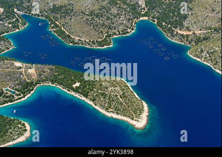 Vista aerea dell'area intorno a Milna, isola di Brac, Croazia, Europa sudorientale Foto Stock