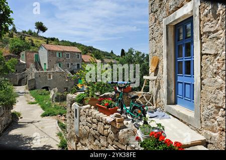 Villaggio di velo Grablje, isola di Hvar, Croazia, Europa sudorientale Foto Stock