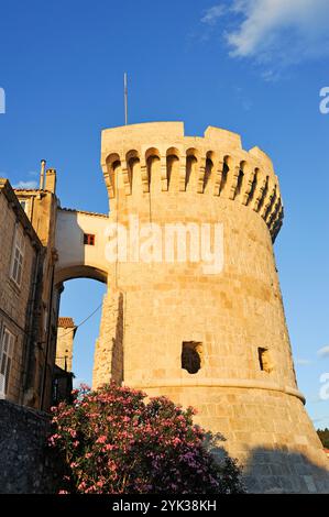 Kanavelic Tower, centro storico di Korcula, isola di Korcula, Croazia, Europa sudorientale Foto Stock