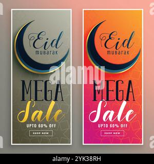 Eid mubarak vendita banner impostato Illustrazione Vettoriale