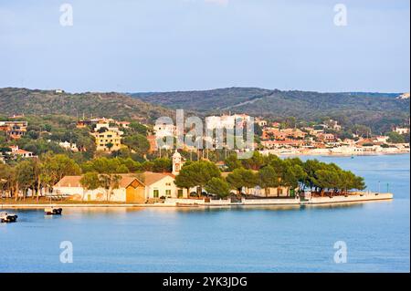 Isola di Pinto nella baia di Mahon, Minorca, Isole Baleari, Spagna, Europa Foto Stock