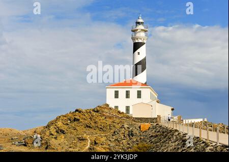 Faro di Favaritx, Parco naturale S'Albufera des Grau, Minorca, Isole Baleari, Spagna, Europa Foto Stock