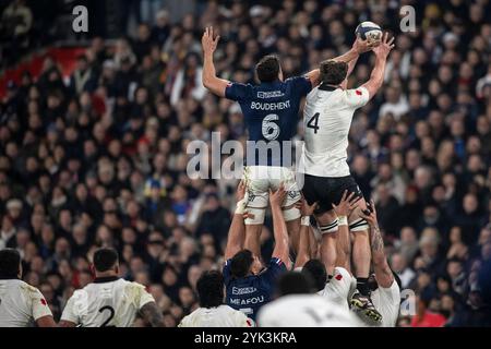 Saint Denis, Francia. 16 novembre 2024. BOUDEHENT durante il test match internazionale di rugby a 15 dell'Autumn Nations Series tra Francia e nuova Zelanda allo Stade de France di Saint-Denis, a nord di Parigi, in Francia, il 16 novembre 2024. Foto di Eliot Blondet/ABACAPRESS. COM credito: Abaca Press/Alamy Live News Foto Stock