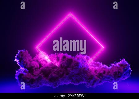 Una nuvola viola con una luce al neon che splende Foto Stock