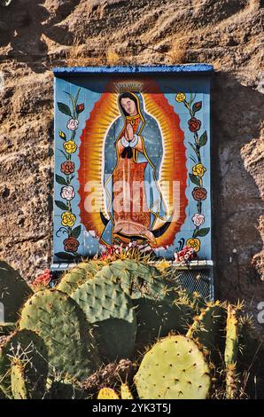 Santuario Virgen de Guadalupe a Sierra de las Tunas, vicino al villaggio di Buenaventura, stato di Chihuahua, Messico Foto Stock