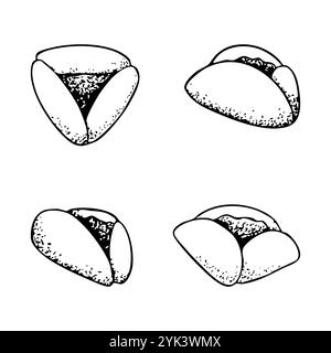 Purim Hamantaschen biscotti in bianco e nero Illustrazione Vettoriale