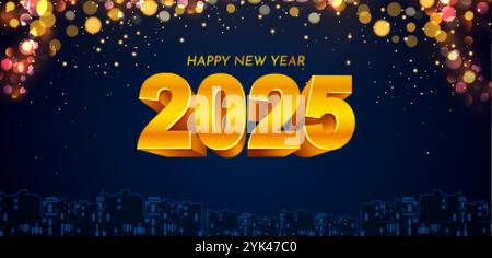 Modello di saluto per la stagione 2025 di buon anno per banner, poster e design Illustrazione Vettoriale