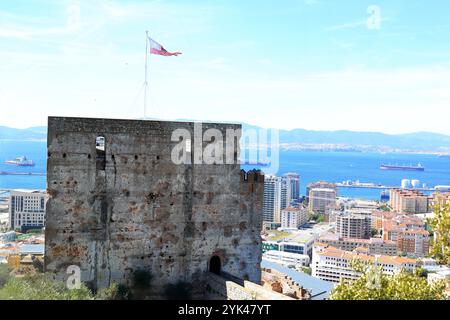 Torre della fortezza moresca a Gibilterra, Gran Bretagna Foto Stock