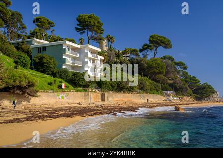 Spiaggia di Cap Roig e Sant Jordi, a Sant Antoni de Calonge, al mattino in Costa Brava (Baix Empordà, Girona, Catalogna, Spagna) Foto Stock