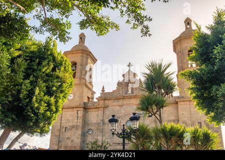 Chiesa parrocchiale di San Sebastián nel centro storico di Aguimes, Gran Canaria, Spagna Foto Stock