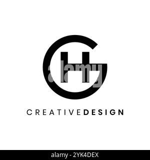 Design creativo esclusivo con logo Letter GH o HG per aziende Illustrazione Vettoriale
