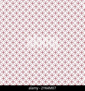 Motivo vettoriale senza cuciture con elemento cinese tradizionale per logo e altro ancora. La linea grafica rossa circola con uno sfondo trasparente Illustrazione Vettoriale