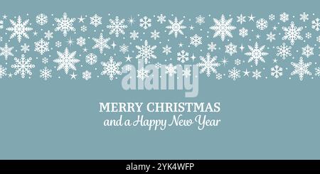 Elegante design vintage per biglietti d'auguri natalizi con fiocco di neve Illustrazione Vettoriale