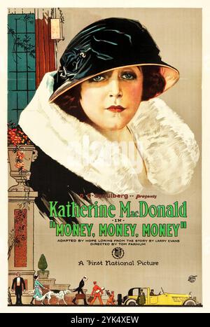 Poster d'epoca per il film muto americano del 1923 Money, Money, Money - Katherine MacDonald - A First National Picture Foto Stock