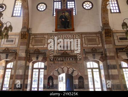 Pannelli mamelucchi riutilizzati nel Palazzo Azem ottomano, Museo delle Arti e delle tradizioni popolari, Damasco, Siria Foto Stock