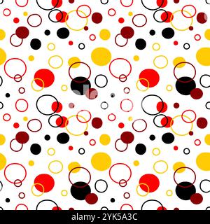 Ripetizione geometrica infinita. Ornamento senza cuciture, cerchi e contorni colorati, colori vivaci. Illustrazione Vettoriale