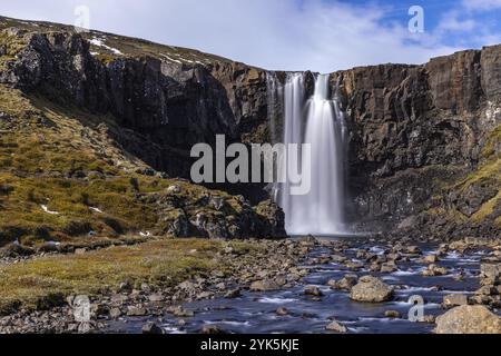 Gufufoss, fiordi orientali, Islanda, Europa Foto Stock