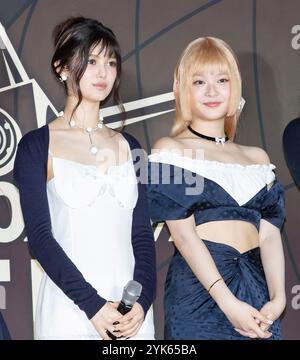 Incheon, Corea del Sud. 16 novembre 2024. (L to R) Danielle australiana-coreana e Hani australiana, membro del gruppo femminile K-Pop NewJeans, partecipano ad un Red carpet durante i 1st Korea Grand Music Awards 2024 all'Incheon INSPIRE ARENA di Incheon, Corea del Sud, il 16 novembre 2024. (Foto di: Lee Young-ho/Sipa USA) credito: SIPA USA/Alamy Live News Foto Stock