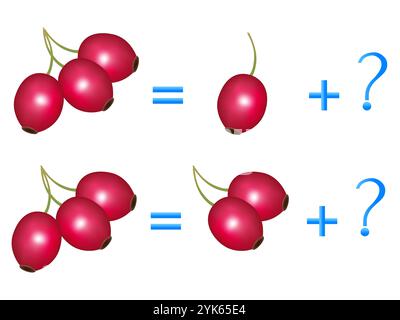 Giochi educativi per bambini, sulla composizione dei tre, ad esempio con i fianchi rosa. Illustrazione Vettoriale