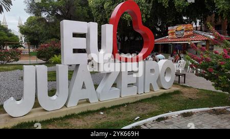 juazeiro, bahia, brasile - 14 novembre 2024: Segno della città di Juazeiro, nel nord di Bahia. Foto Stock