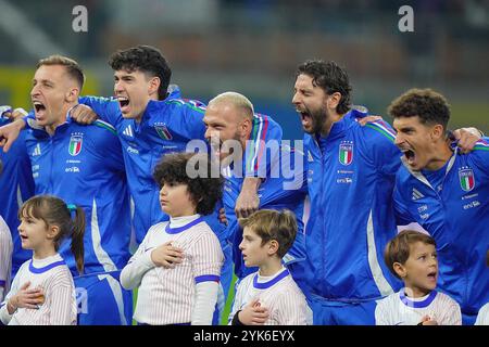 Milano, Italia. 17 novembre 2024. La squadra italiana durante la partita di calcio della UEFA Nations League tra Italia e Francia allo Stadio San Siro di Milano - domenica 17 novembre 2024. Sport - calcio . (Foto di Spada/LaPresse) credito: LaPresse/Alamy Live News Foto Stock