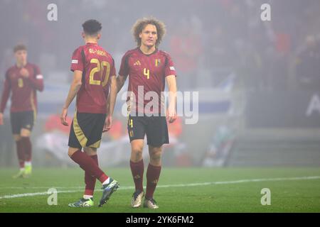 Budapest, Ungheria. 17 novembre 2024. Wout Faes of Belgium UEFA Nations League, partita del 6° giorno tra Israele e Belgio alla Bozsnik Arena di Budapest, Ungheria, il 17 novembre 2024. Foto: Matija Habljak/PIXSELL credito: Pixsell/Alamy Live News Foto Stock