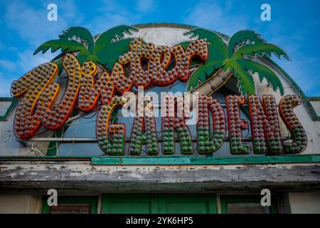Great Yarmouth Winter Gardens sul lungomare. Il Grade ii Listed. Costruito in vetro e ferro in Torquay e spostato a Great Yarmouth nel 1904. In via di estinzione. Foto Stock