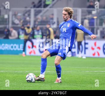 Milano, Milano, Italia. 18 novembre 2024. Durante la prima partita della UEFA National League 17/11/2024 partita di calcio tra Italia e Francia allo Stadio San Siro di Milano. Nella foto: nicolÃ² rovella d'Italia (immagine di credito: © Fabio Sasso/ZUMA Press Wire) SOLO USO EDITORIALE! Non per USO commerciale! Foto Stock