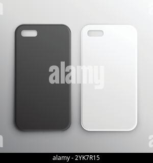 Vuoto in bianco e nero smartphone set di casi Illustrazione Vettoriale