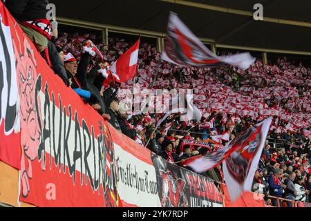 Vienna, Austria. 17 novembre 2024. VIENNA, AUSTRIA - 17 NOVEMBRE: Tifosi austriaci durante la partita di Lega B del gruppo B3 tra Austria e Slovenia all'Ernst Happel Stadion il 17 novembre 2024 a Vienna, Austria .241117 SEPA 07 124 - 20241117 PD12676 credito: APA-PictureDesk/Alamy Live News Foto Stock