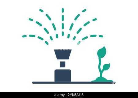 Icona sprinkler. stile icona a tinta unita. icona relativa al giardinaggio. illustrazione vettoriale degli elementi degli strumenti per il giardinaggio Illustrazione Vettoriale