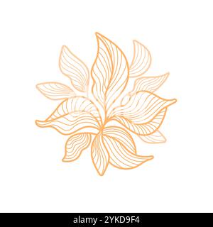 Simbolo a lamelle della linea ART. Fogliame dorato vettoriale in un design minimalista. Motivo rotondo Artdeco. Illustrazione Vettoriale