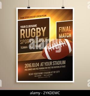 Sport rugby flyer design template Illustrazione Vettoriale