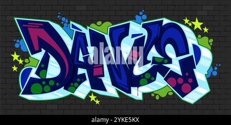 Dark Urban Hip Hop Abstract Word Dance Graffiti Style font Lettering modello di illustrazione vettoriale Illustrazione Vettoriale